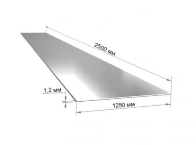 Картина товара - Лист холоднокатаный 1.2 мм 1250х2500 мм