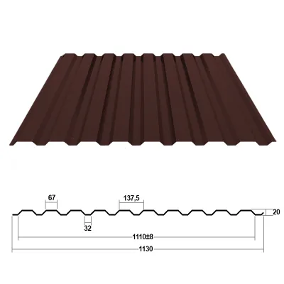 Картина товара - Профнастил С20 0,35 мм Шоколадно-коричневый RAL 8017