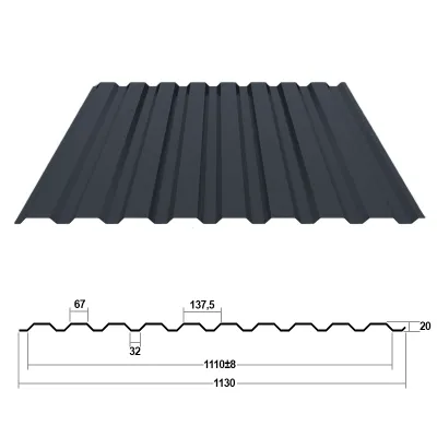Картина товара - Профнастил С20 0,4 мм Графитовый серый  RAL 7024