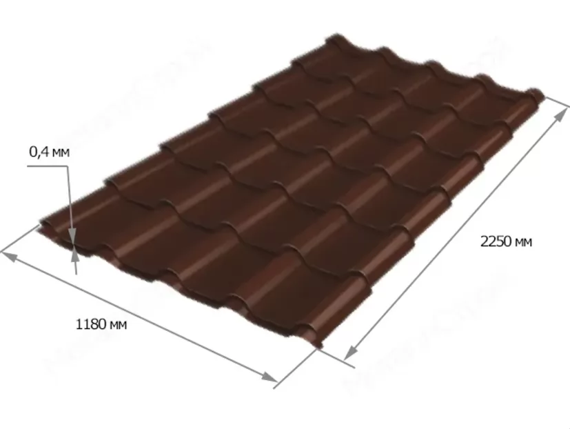 Купить Металлочерепица-Монтеррей RAL 8017 0,4х1180х2250 мм