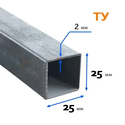 Картина товара - Труба квадратная ТУ 25х25х2 мм