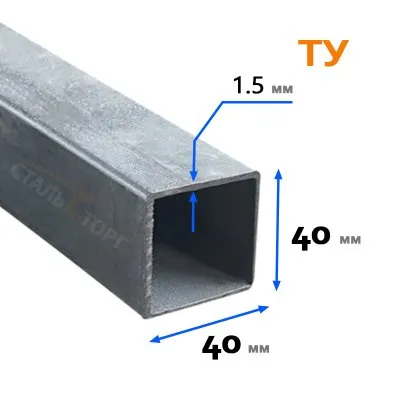 Картина товара - Труба квадратная ТУ 40х40х1.5 мм